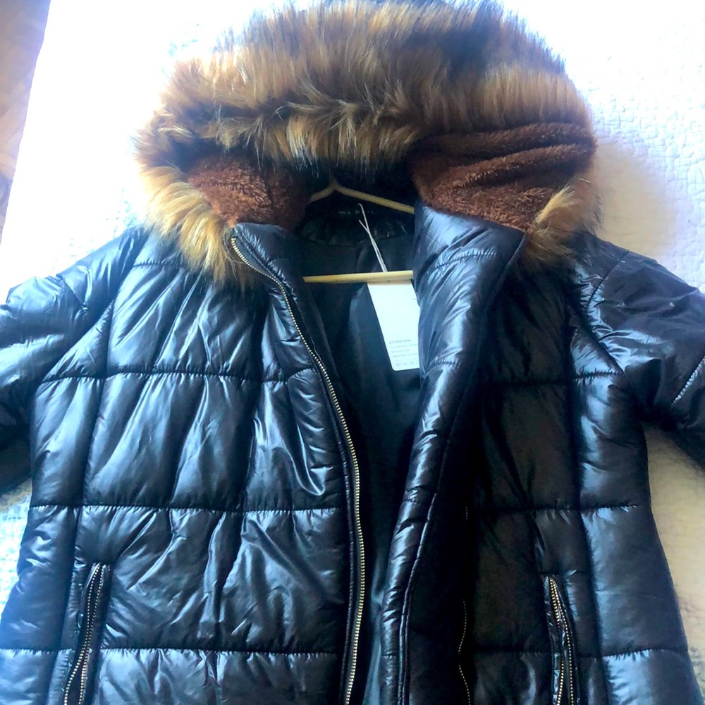 Black brown fur winter jacket